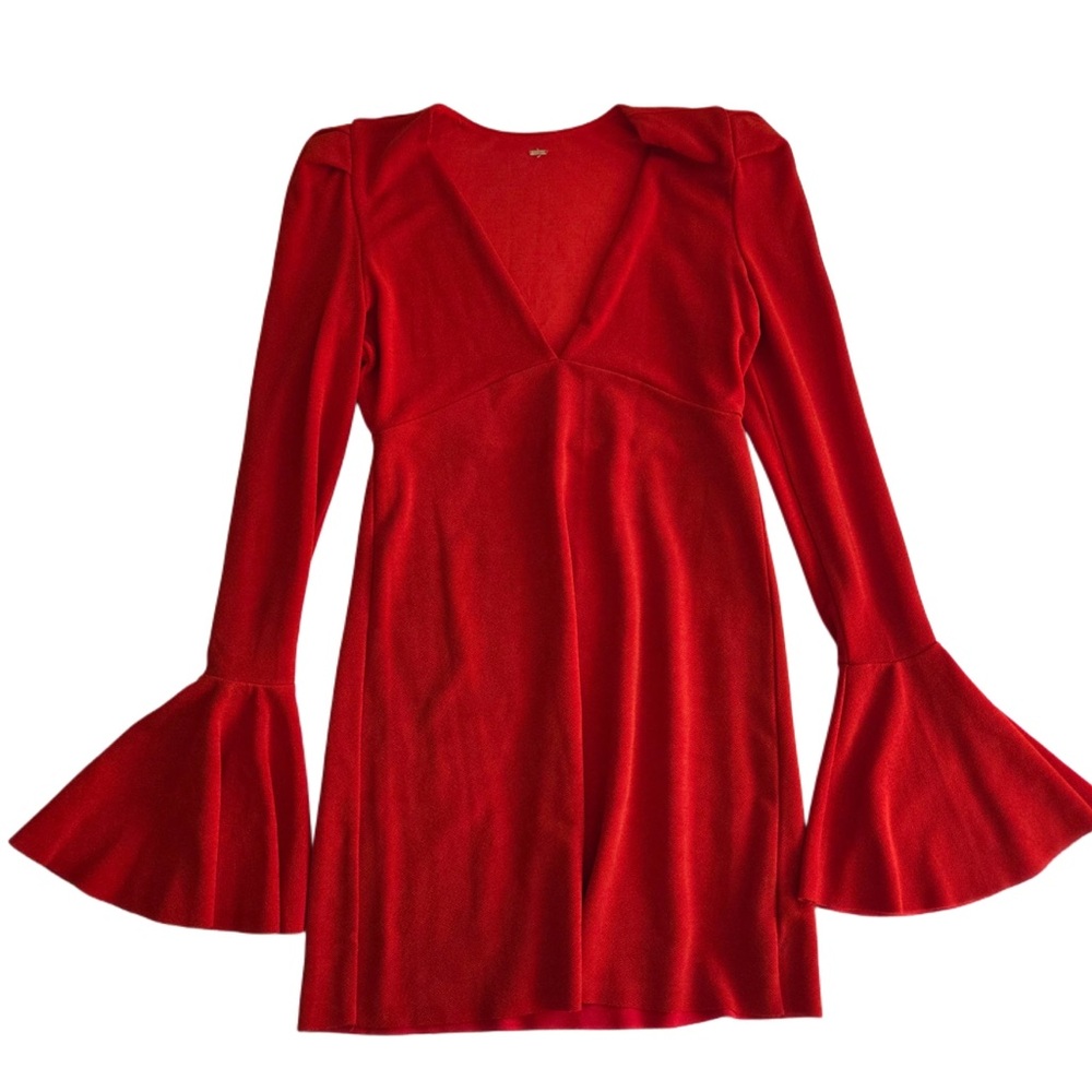 Free People Long Bell Flare Shaped Sleeves Elegant Midi Dress